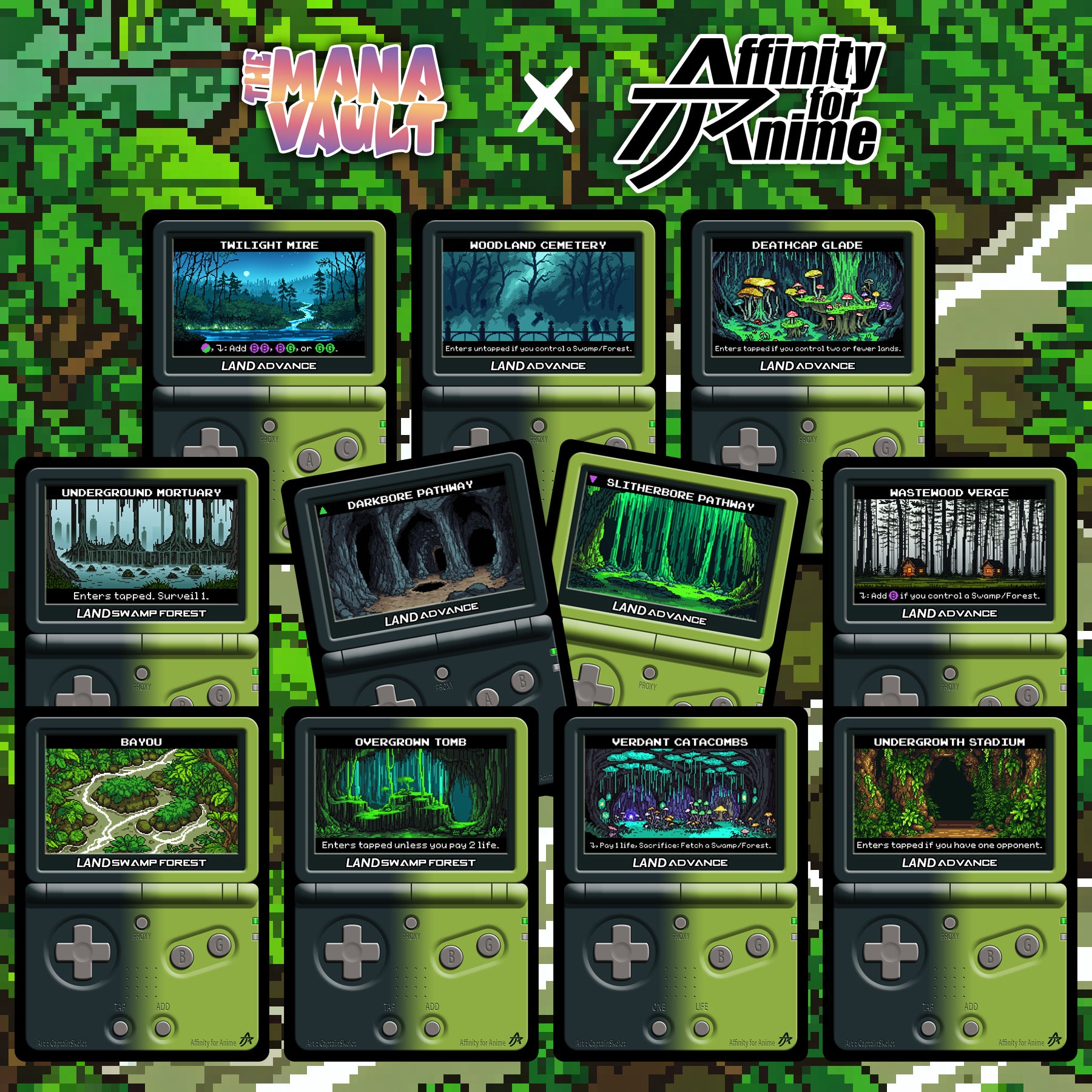 manaページ The Mana Vault : Black-Green Pixel Lands – Mana Vault Proxies