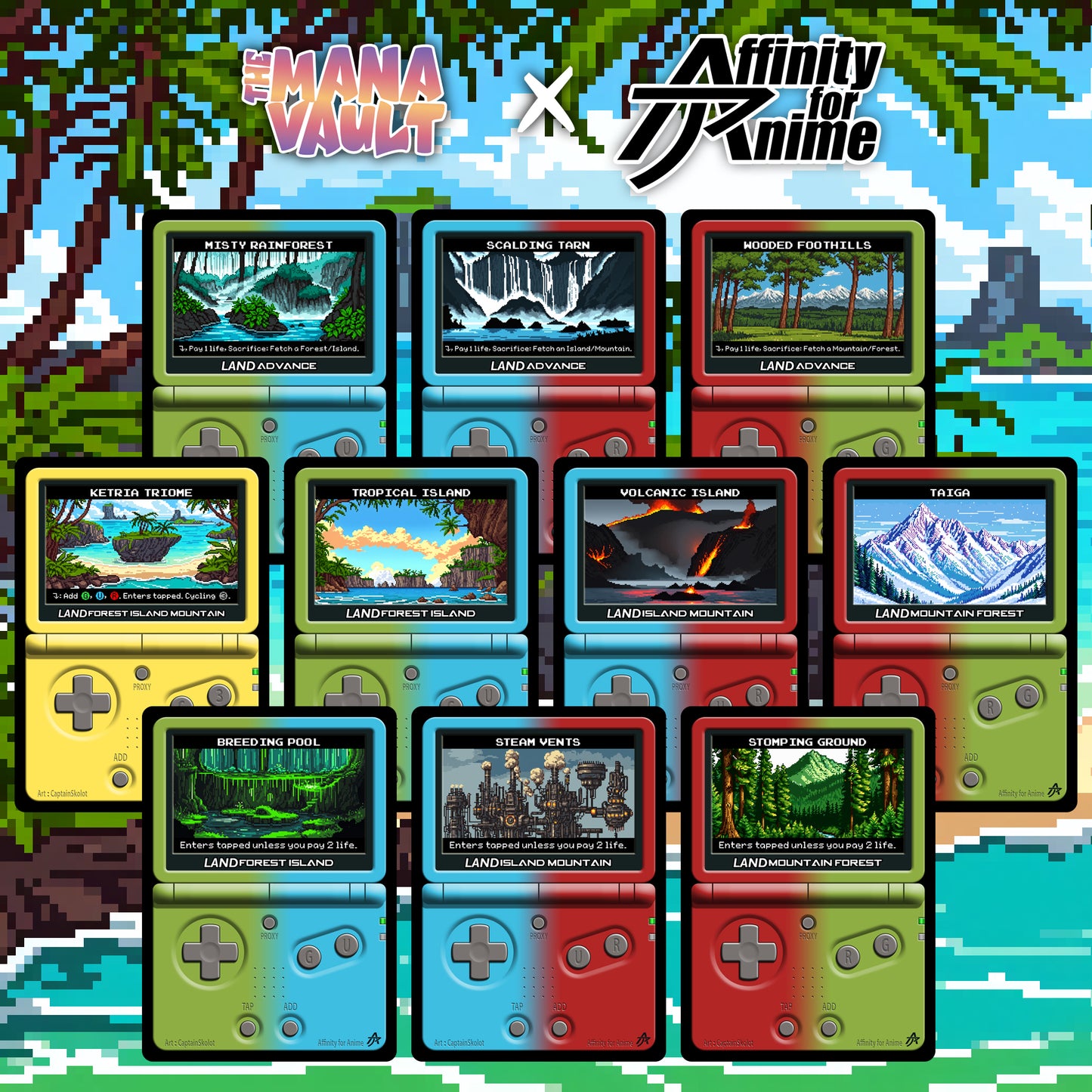 The Mana Vault : Green-Blue-Red Pixel Lands