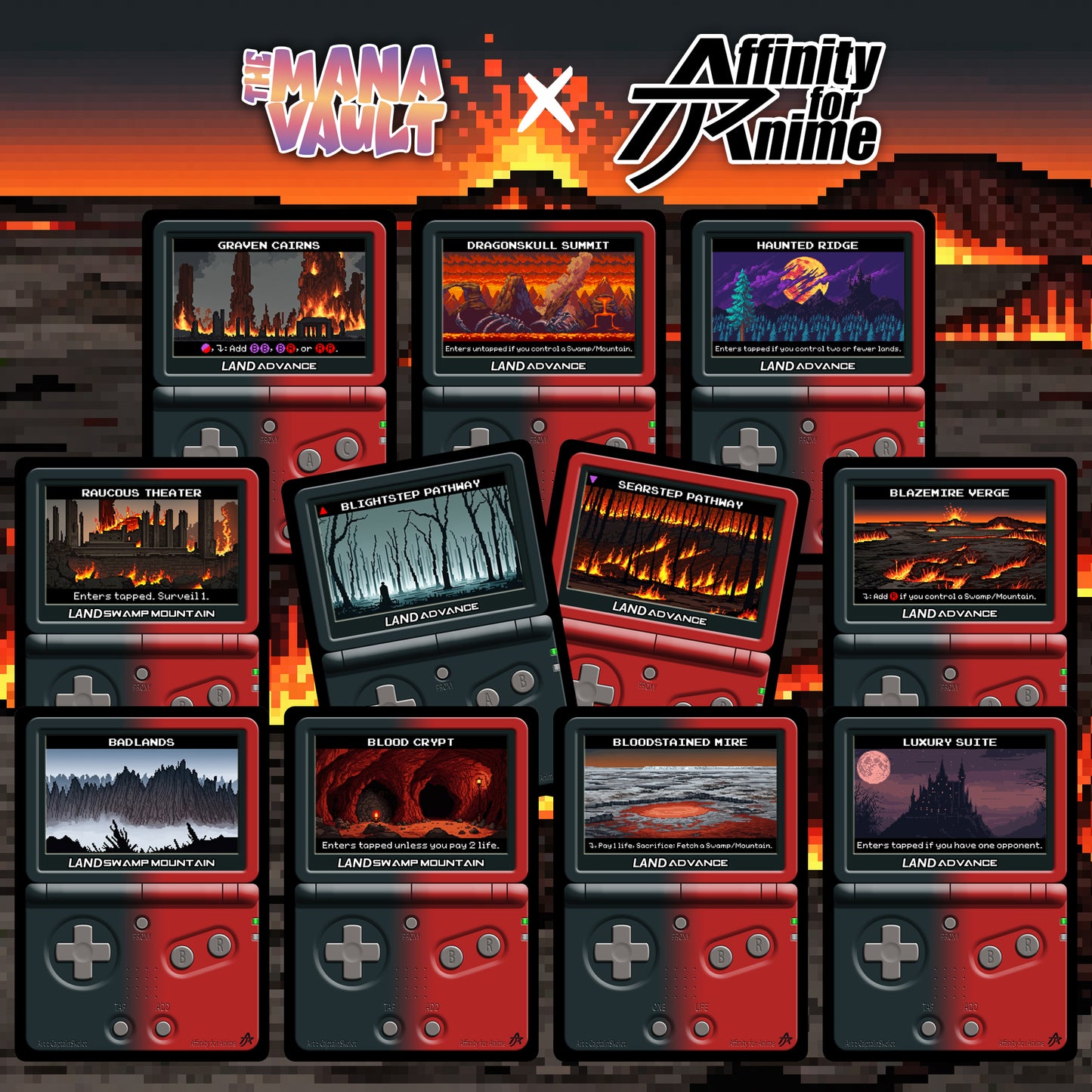 The Mana Vault : Black-Red Pixel Lands