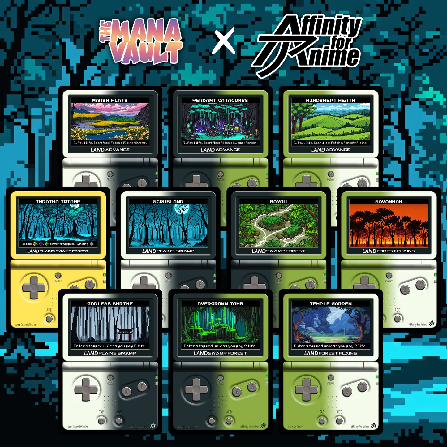 The Mana Vault : White-Black-Green Pixel Lands